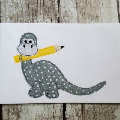 dino with pencil applique